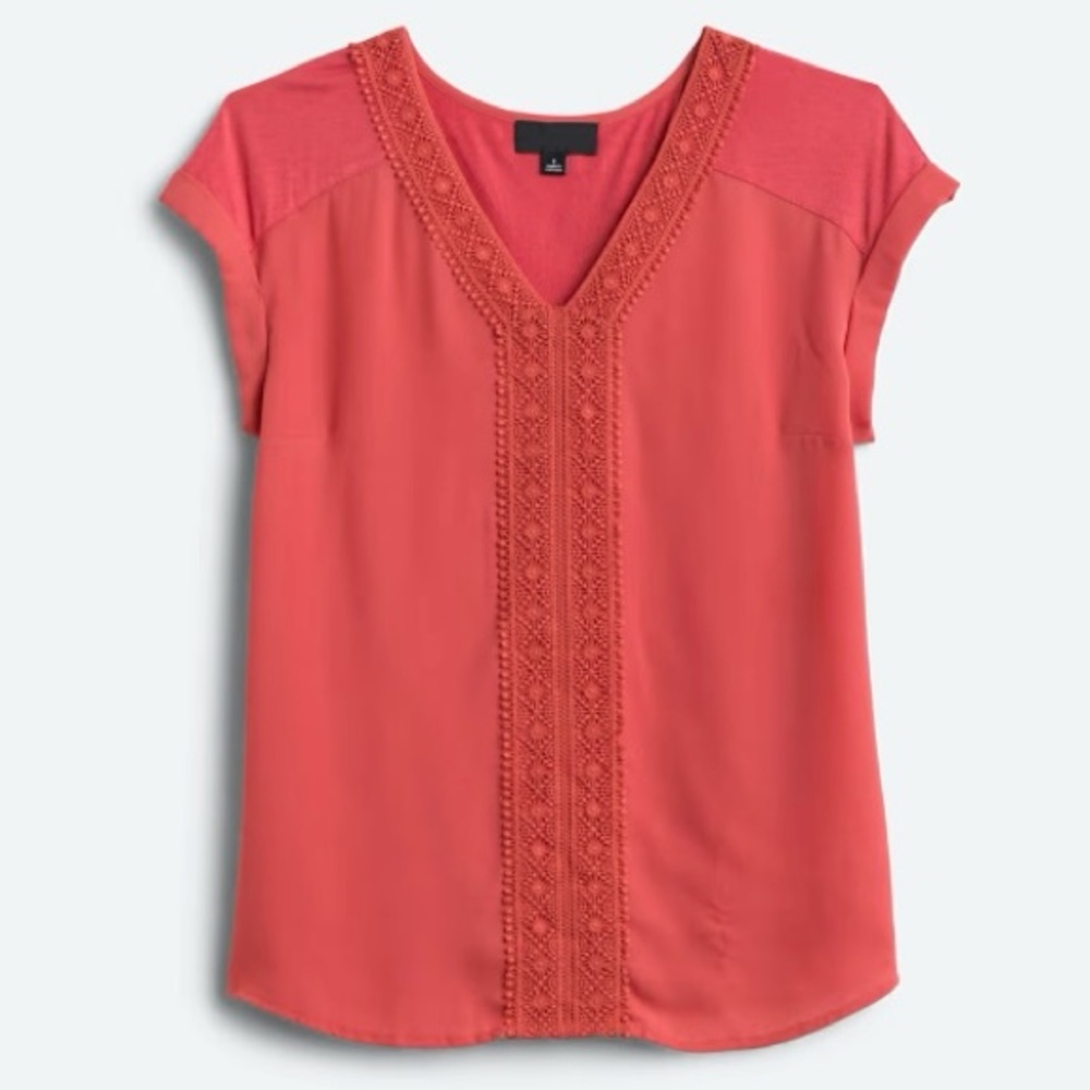 Zora Crochet Trim Mixed Material Blouse NWOT